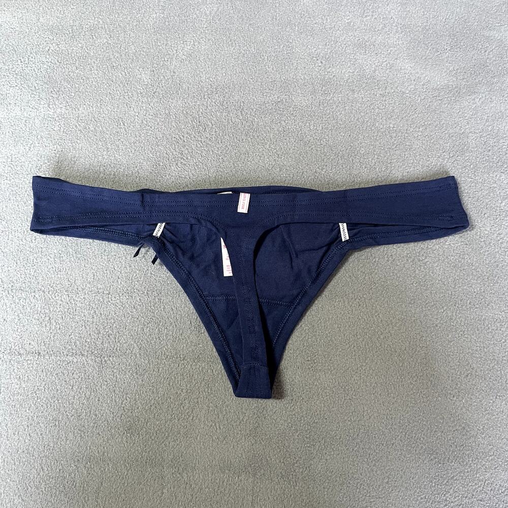 Victoria's Secret PINK 2011 Low Rise Thong Panty Blue Pink Heart Me Graphic RARE - Picture 3 of 6